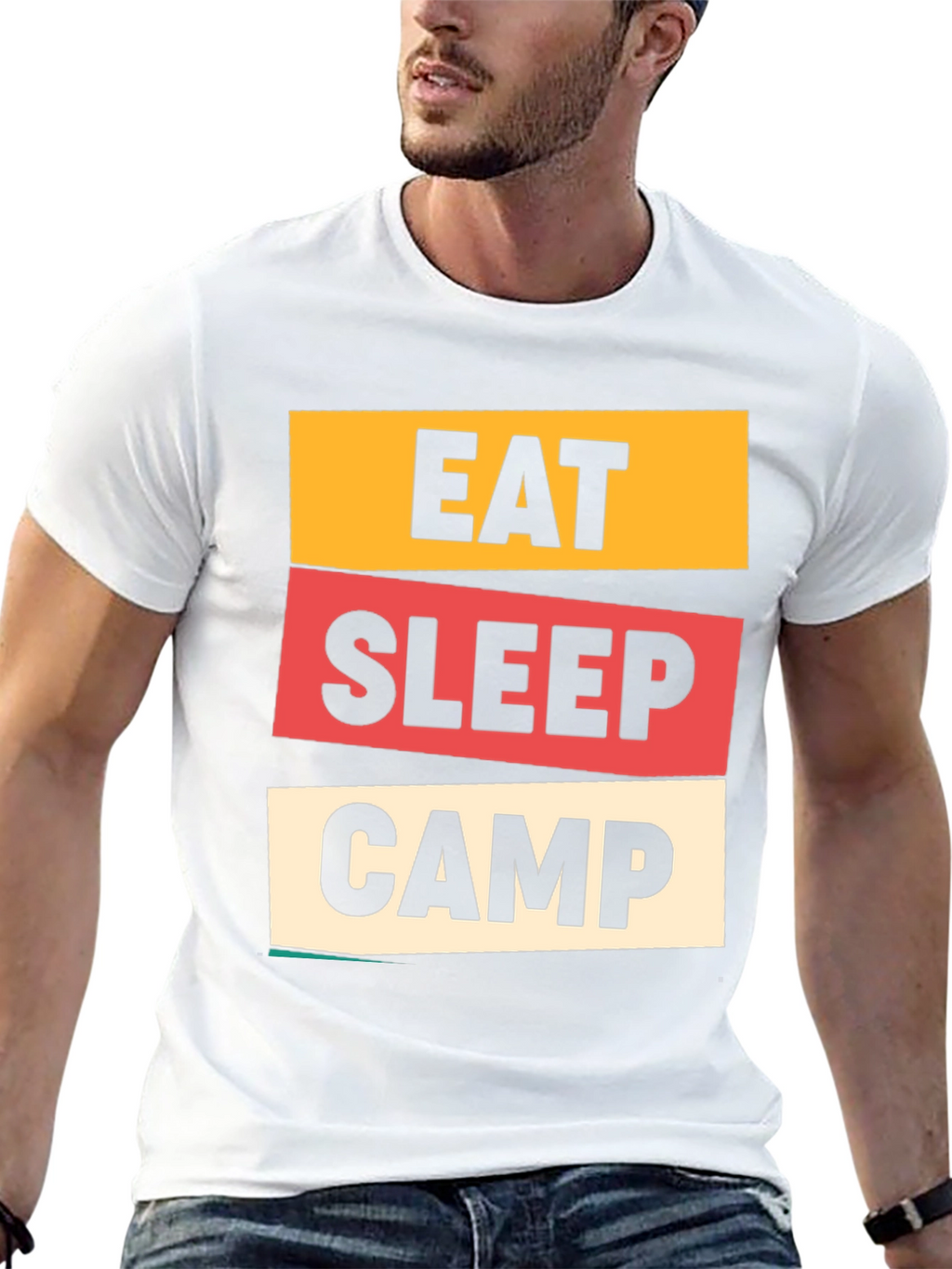 Eat Sleep Camp Graphic Tee - Black Cotton T-Shirt