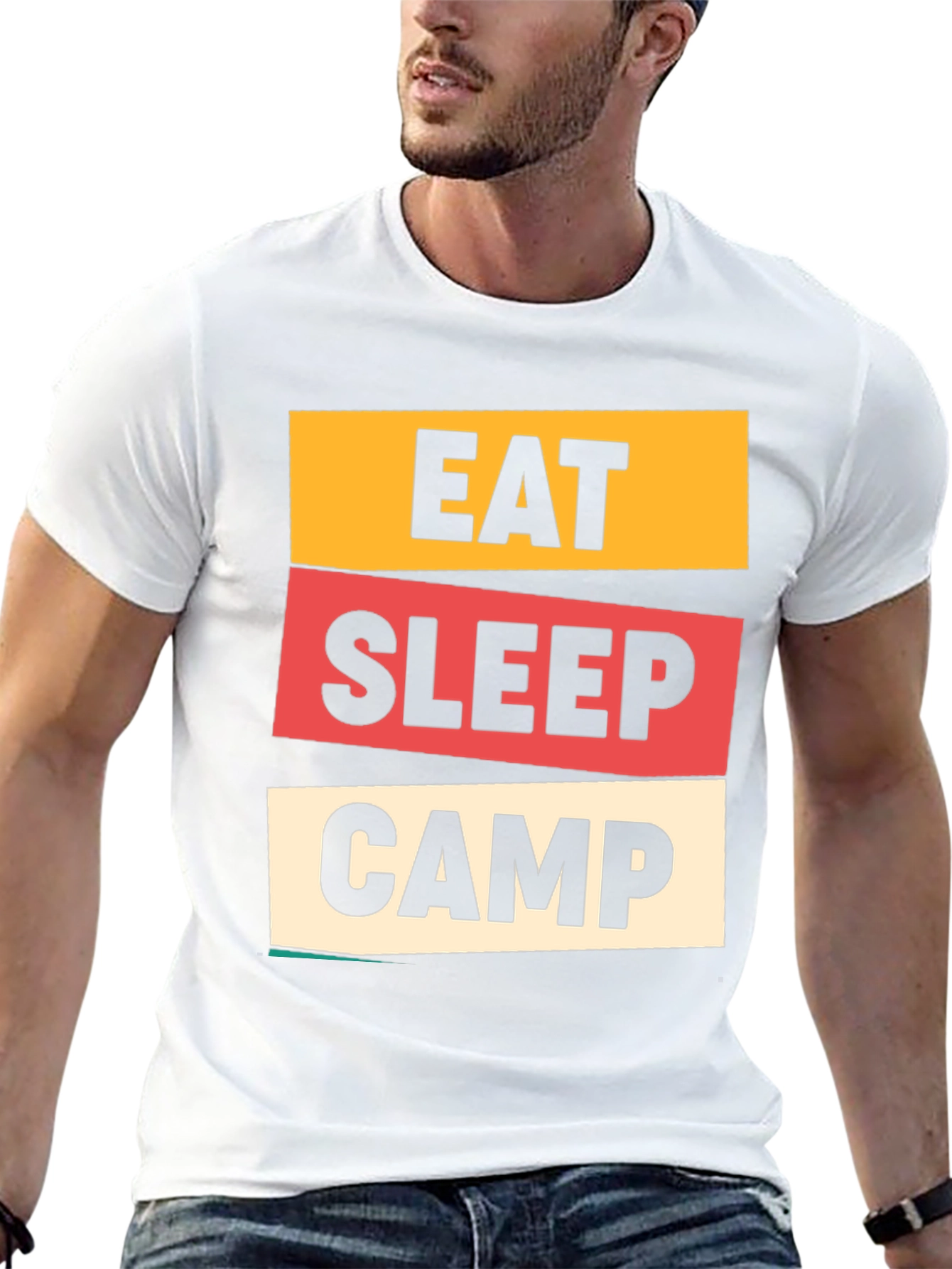 Eat Sleep Camp Graphic Tee - Black Cotton T-Shirt