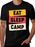 Eat Sleep Camp Graphic Tee - Black Cotton T-Shirt