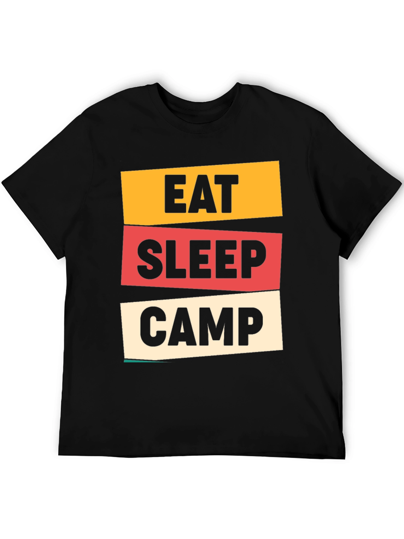 Eat Sleep Camp Graphic Tee - Black Cotton T-Shirt