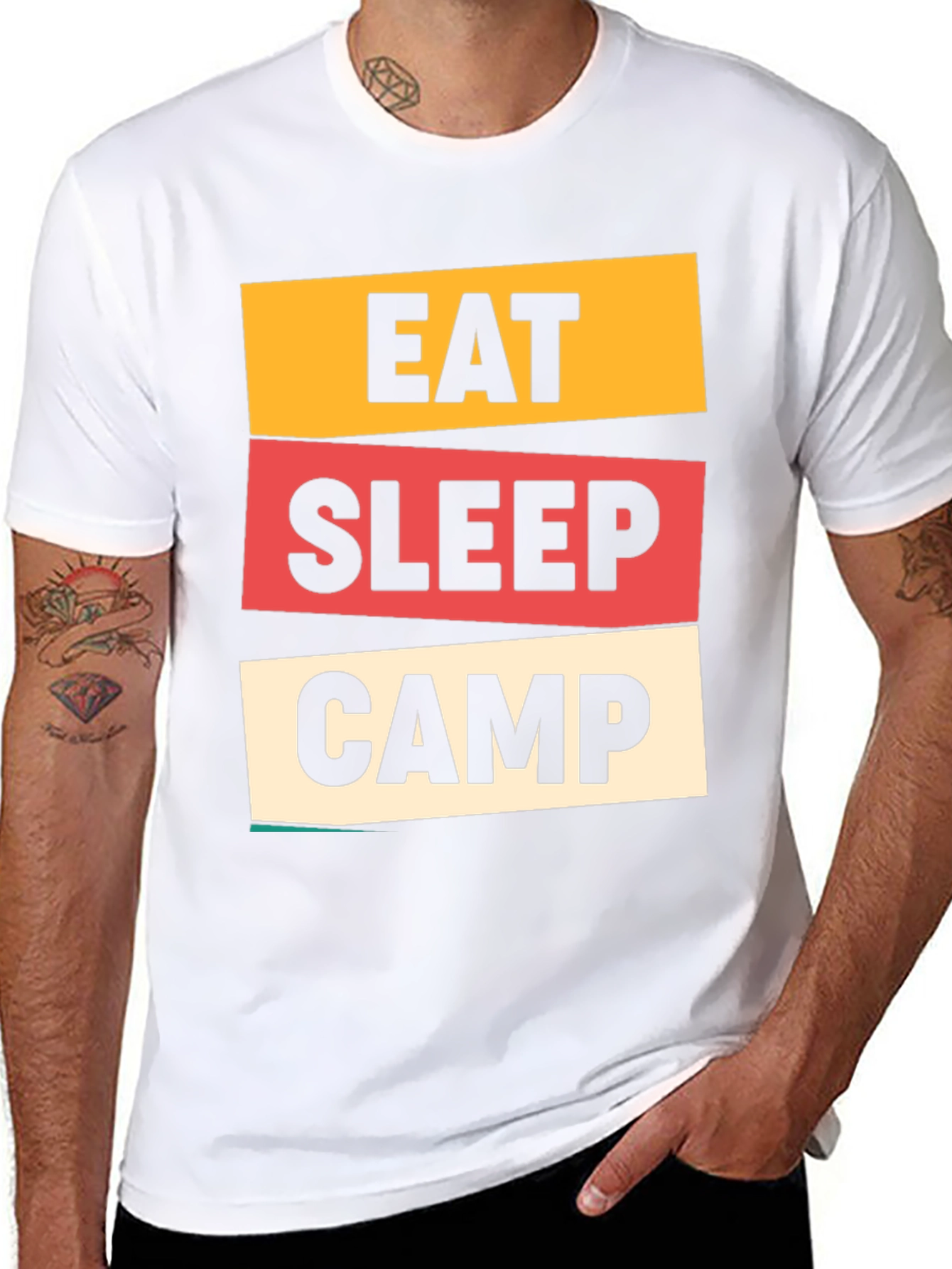 Eat Sleep Camp Graphic Tee - Black Cotton T-Shirt