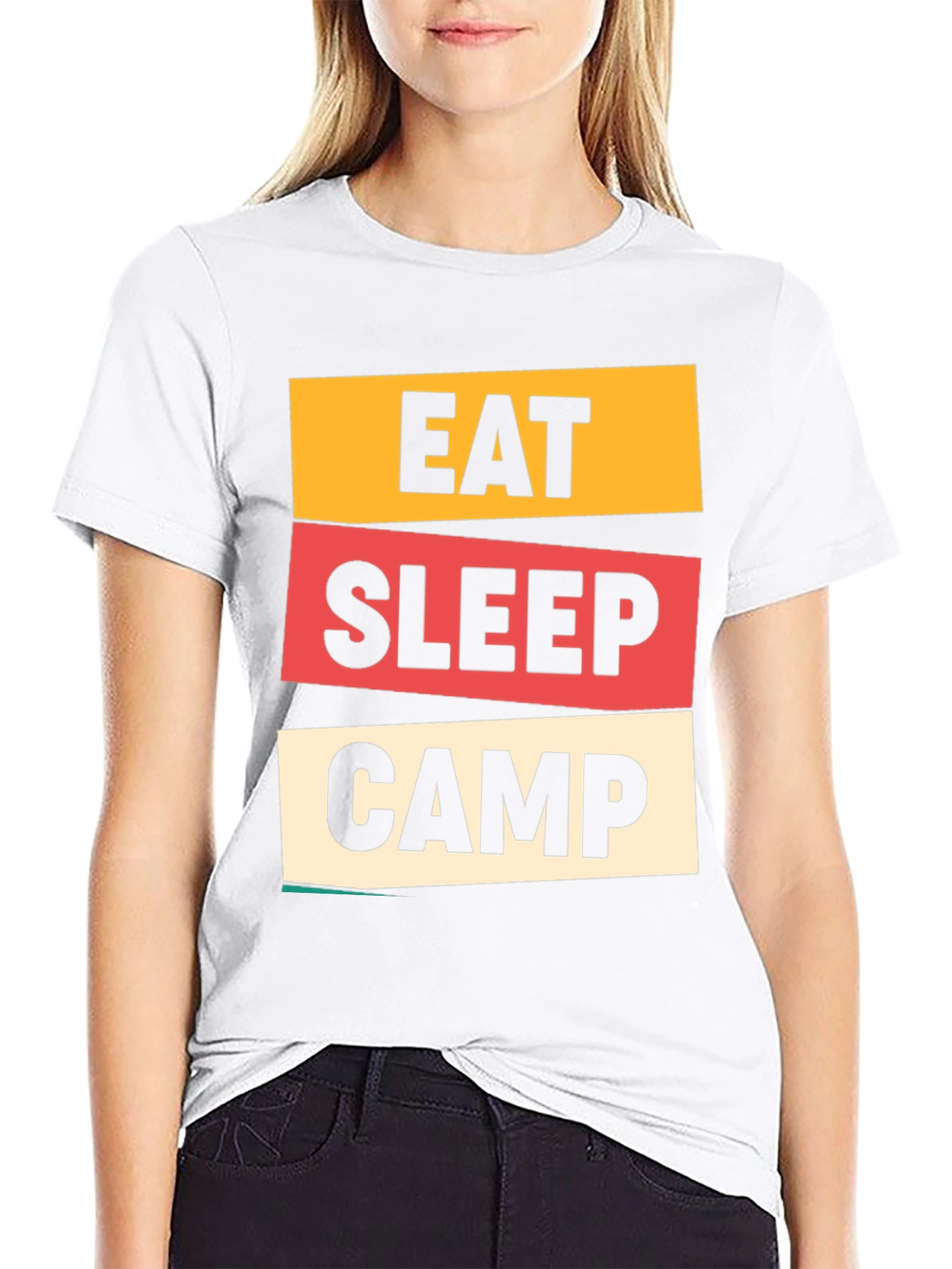 Eat Sleep Camp Graphic Tee - Black Cotton T-Shirt