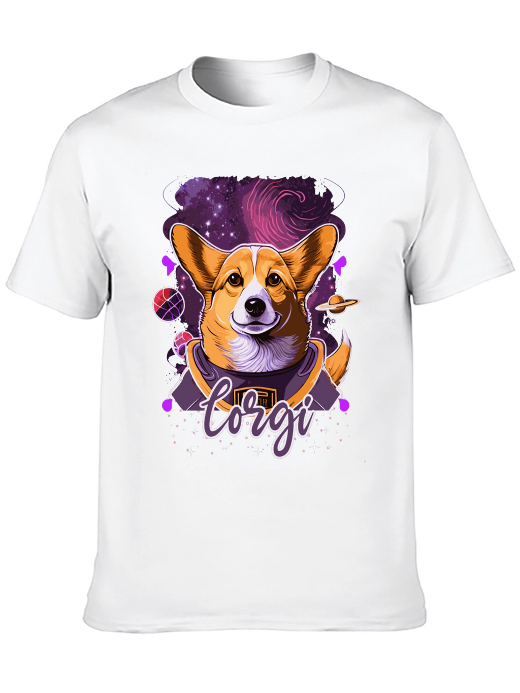 Corgi in Space Black Graphic Tee