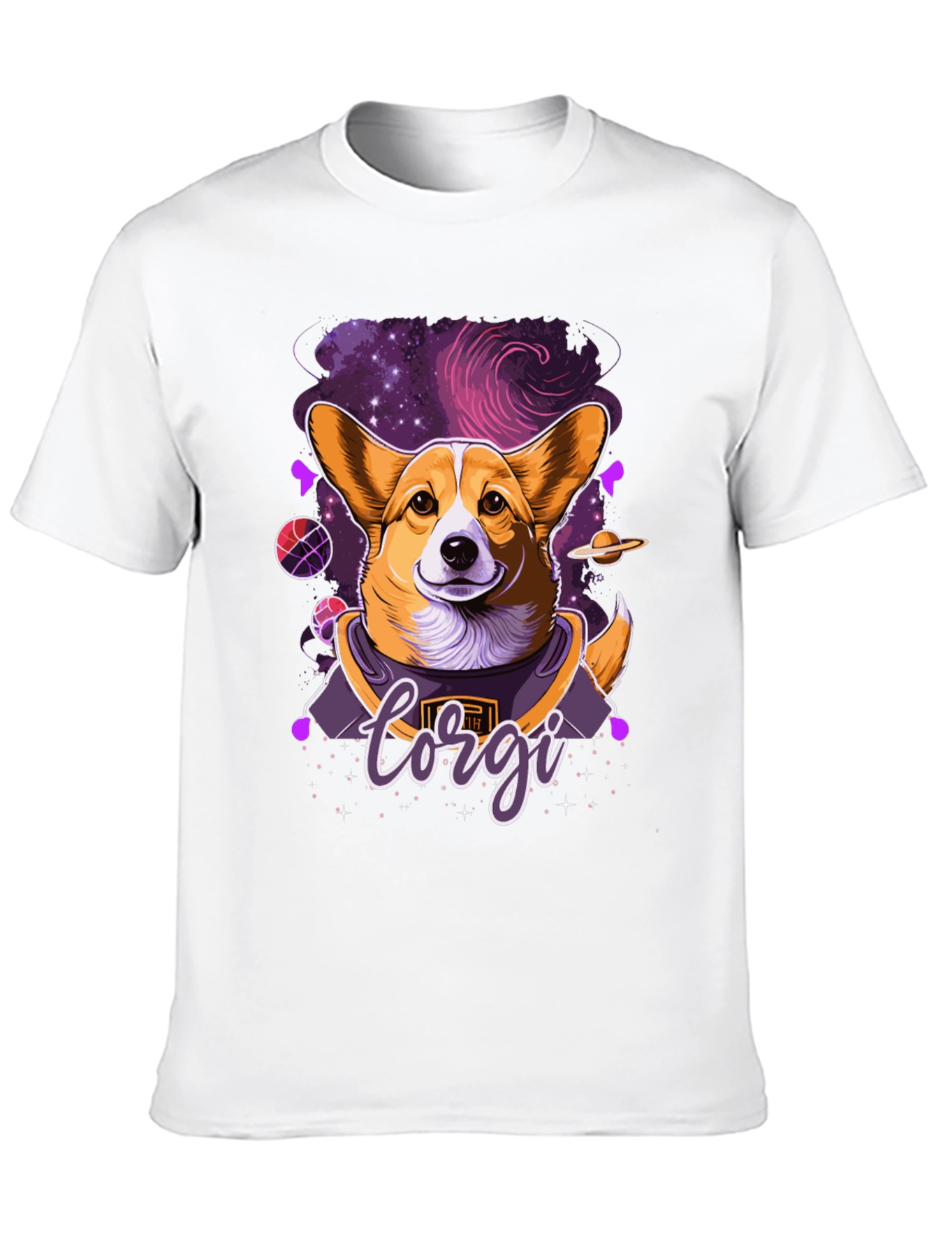 Corgi in Space Black Graphic Tee