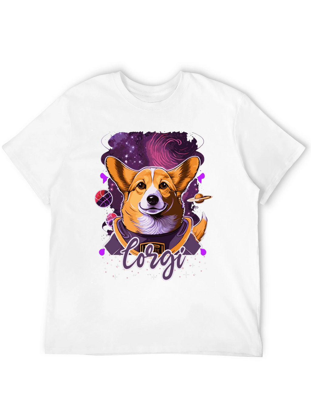 Corgi in Space Black Graphic Tee