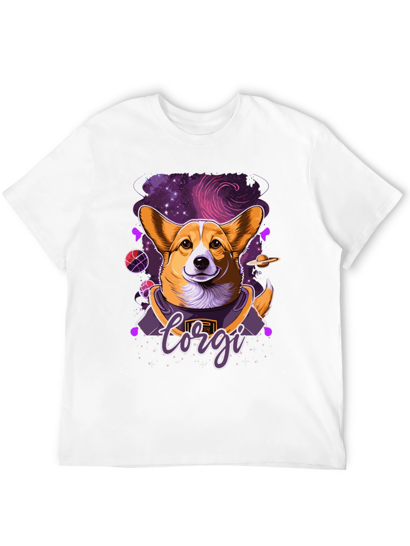 Corgi in Space Black Graphic Tee