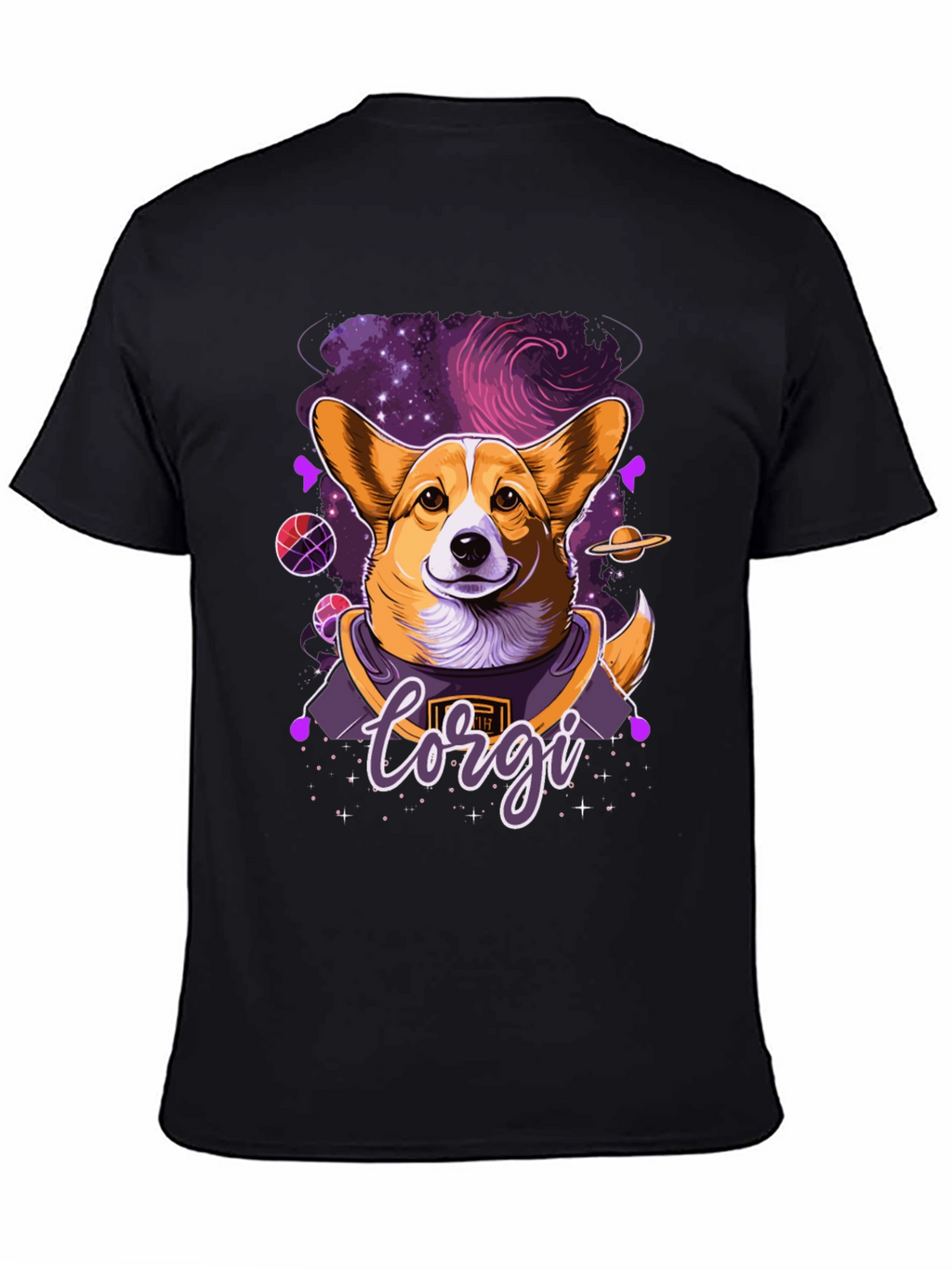 Corgi in Space Black Graphic Tee