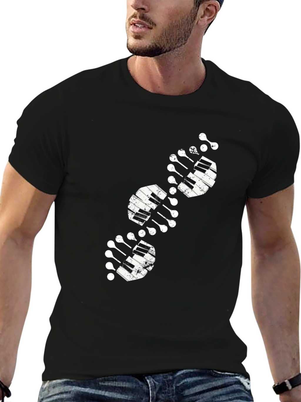 Piano DNA Black T-Shirt Music Lover Tee