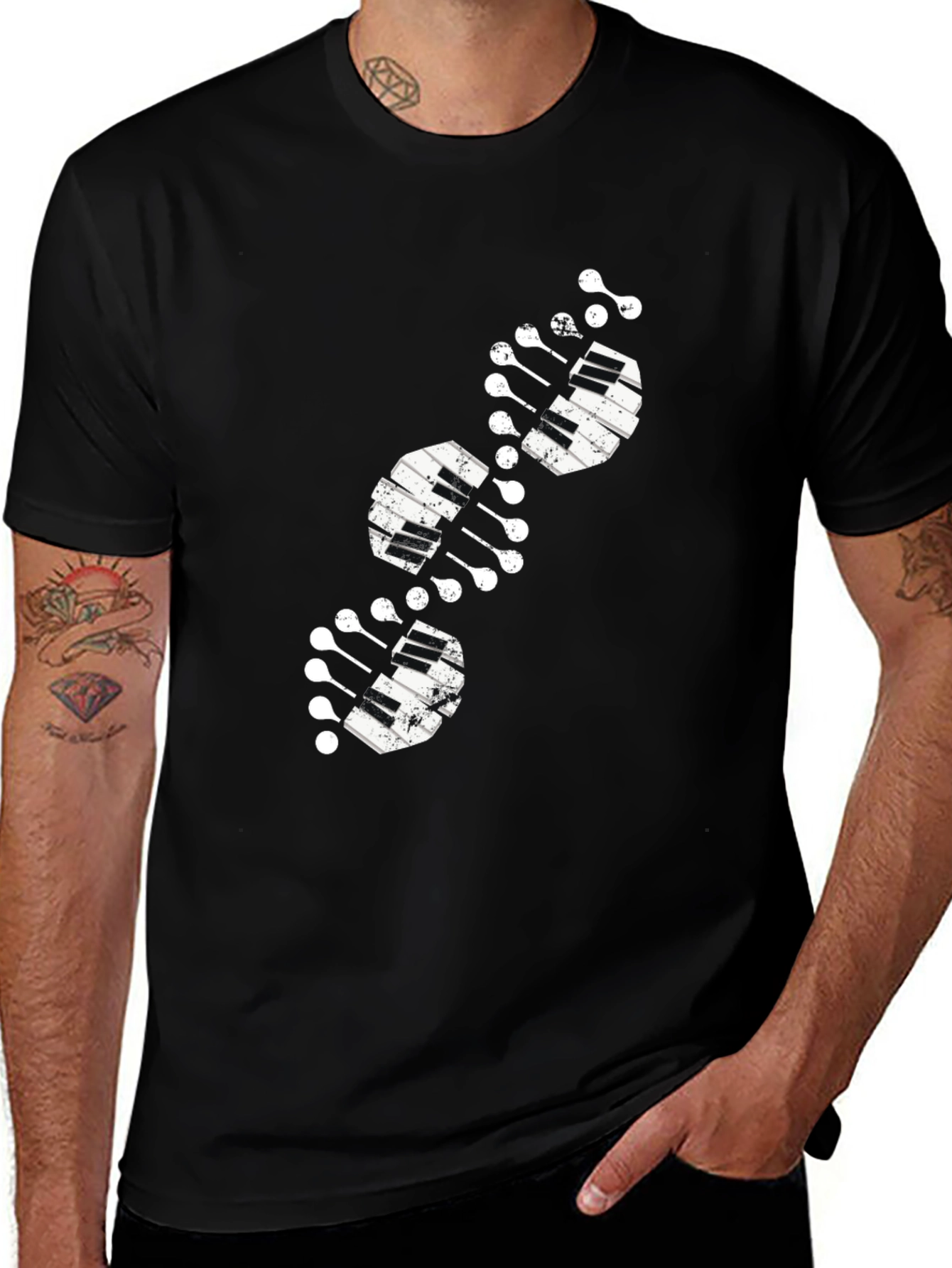 Piano DNA Black T-Shirt Music Lover Tee