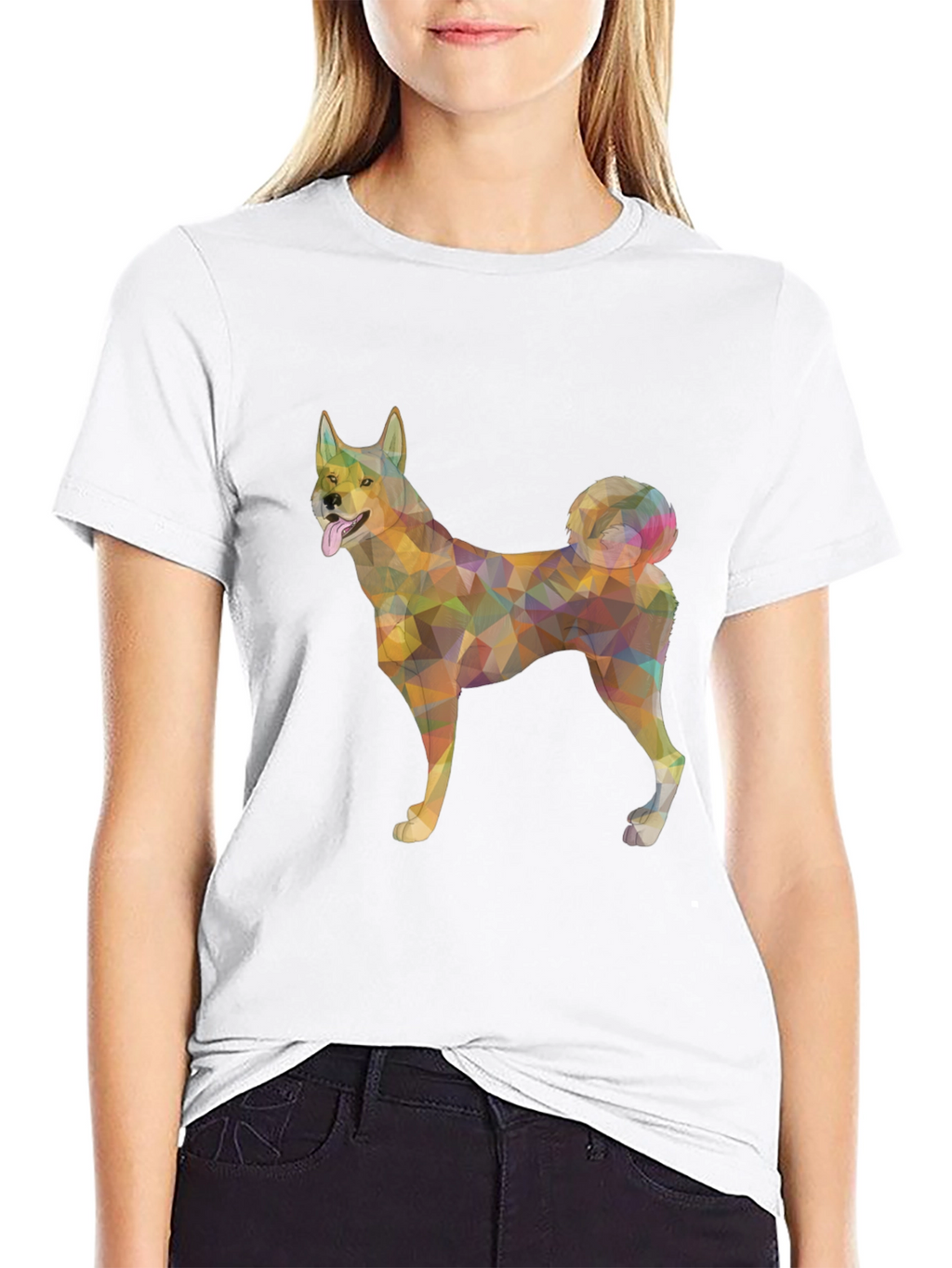 Geometric Dog Graphic Tee - Modern Style