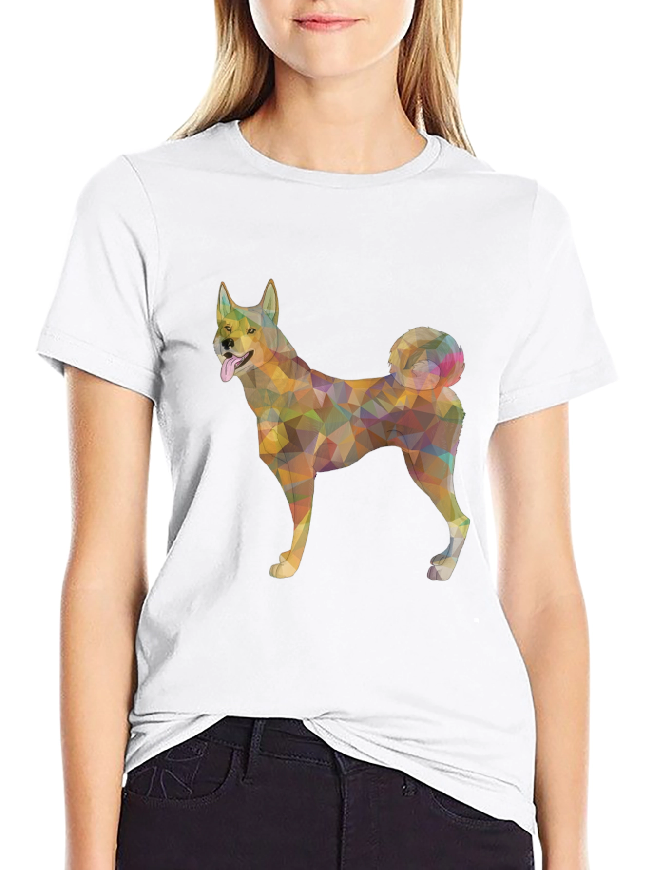 Geometric Dog Graphic Tee - Modern Style