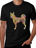 Geometric Dog Graphic Tee - Modern Style