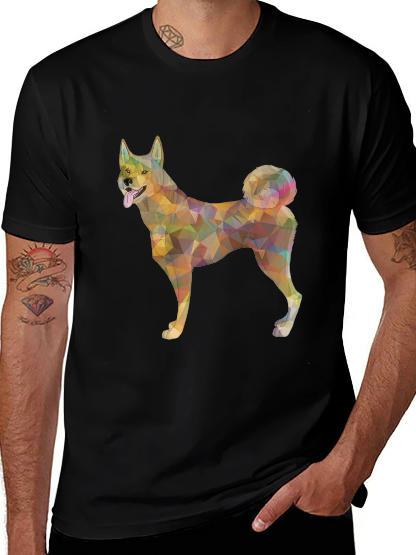 Geometric Dog Graphic Tee - Modern Style