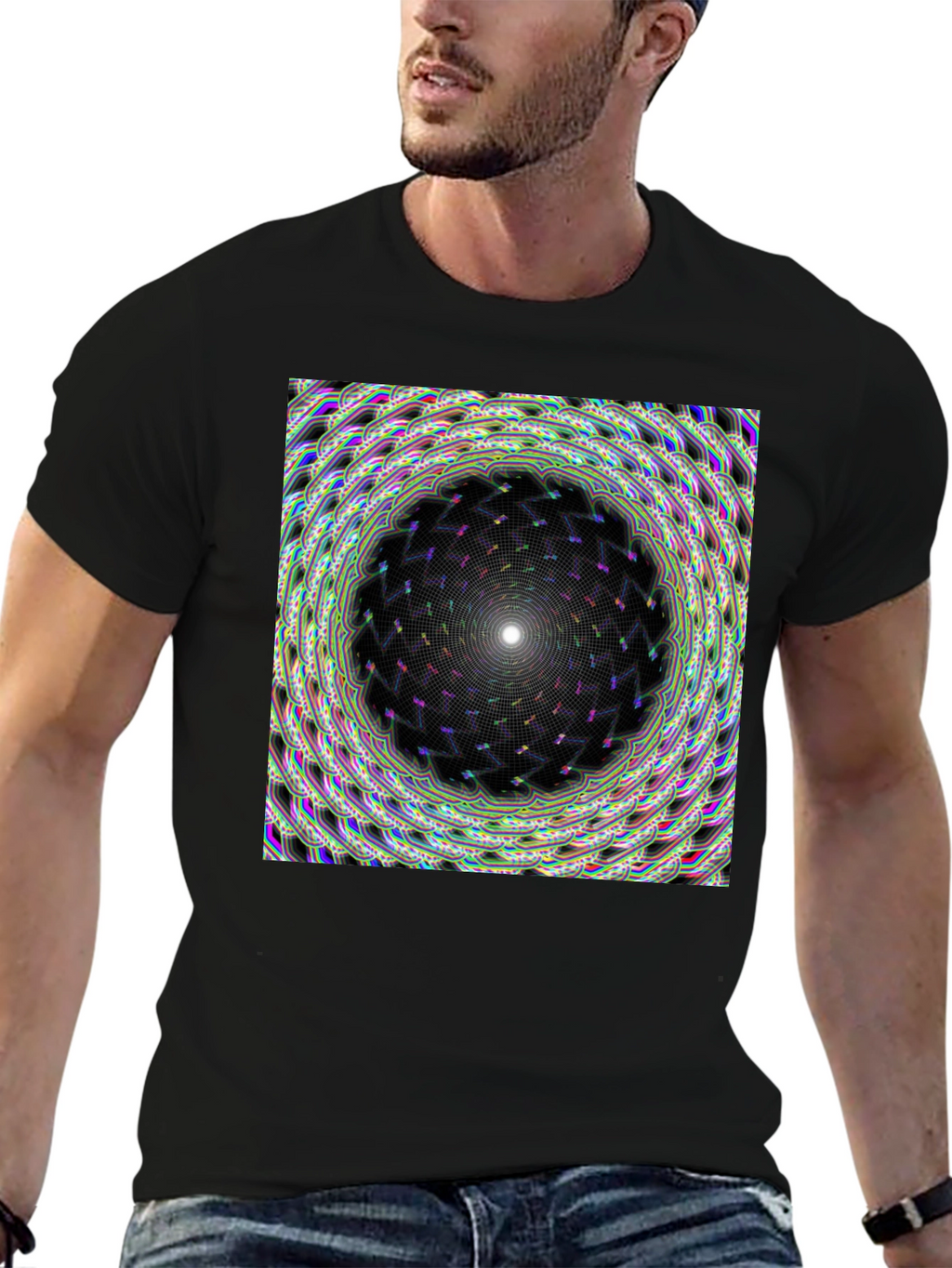 Hypnotic Mandala Graphic Tee - Stylish Black T-Shirt