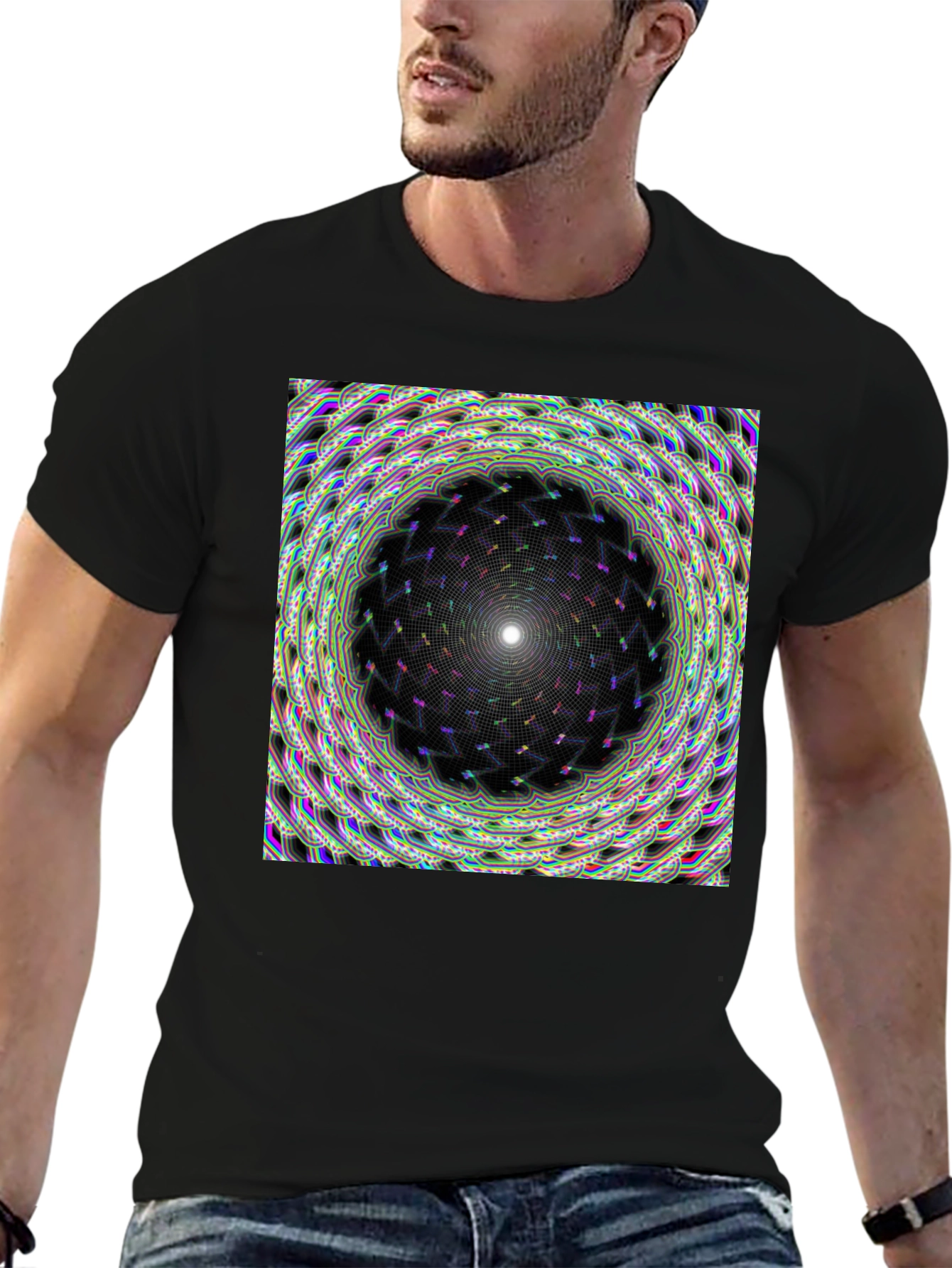 Hypnotic Mandala Graphic Tee - Stylish Black T-Shirt