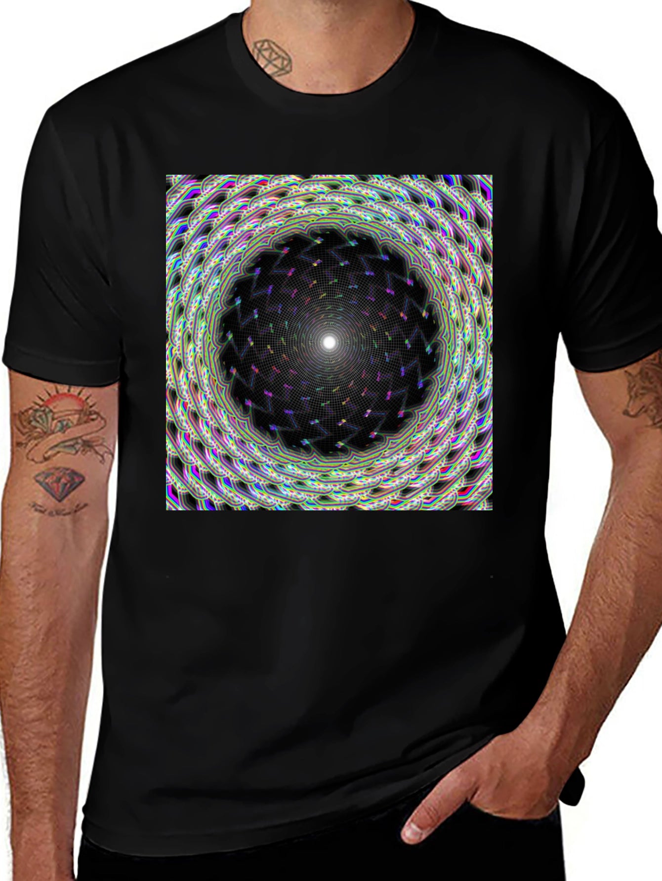 Hypnotic Mandala Graphic Tee - Stylish Black T-Shirt