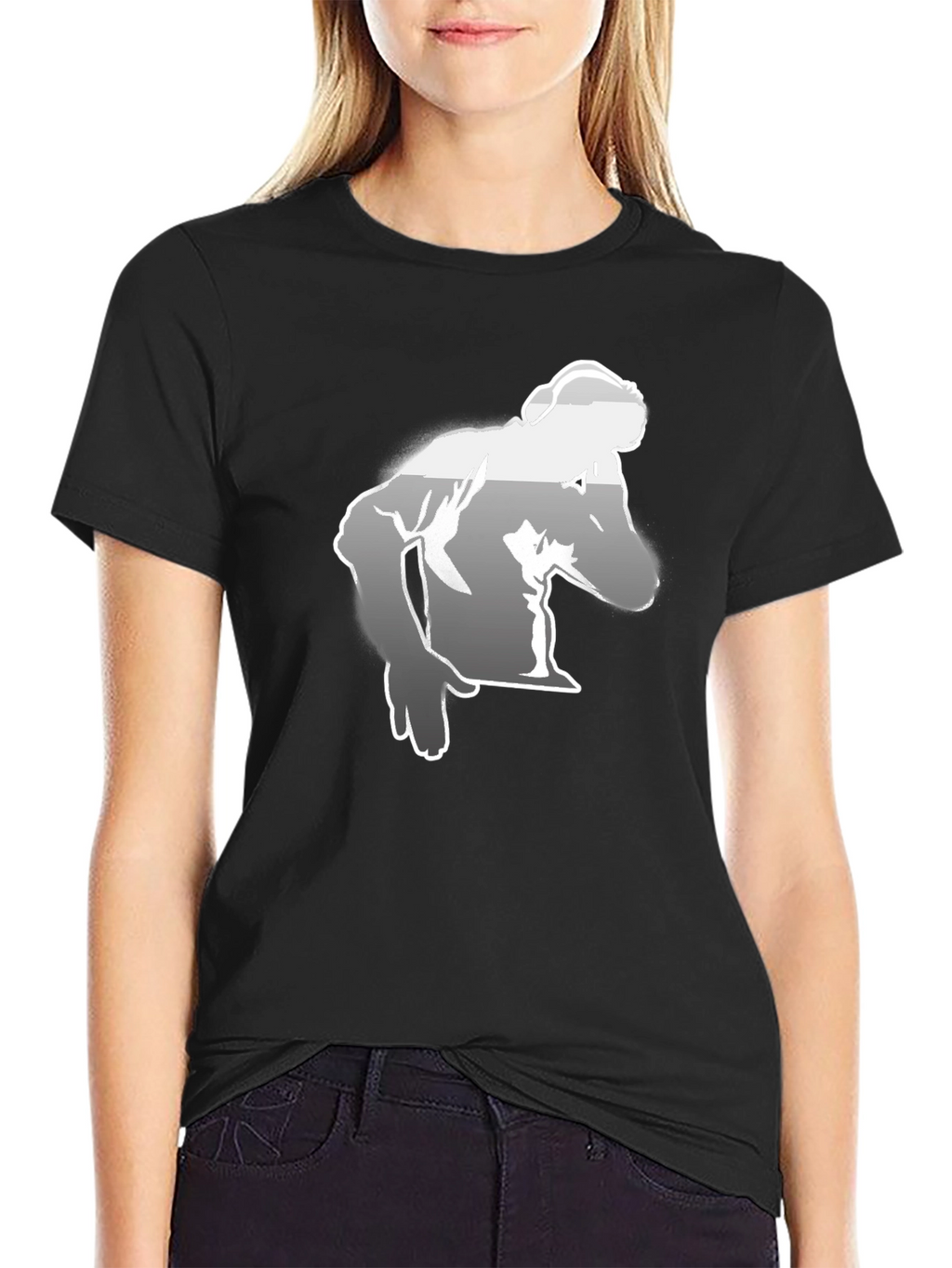 Mens Black Graphic Tee - Bodybuilder Design