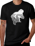 Mens Black Graphic Tee - Bodybuilder Design