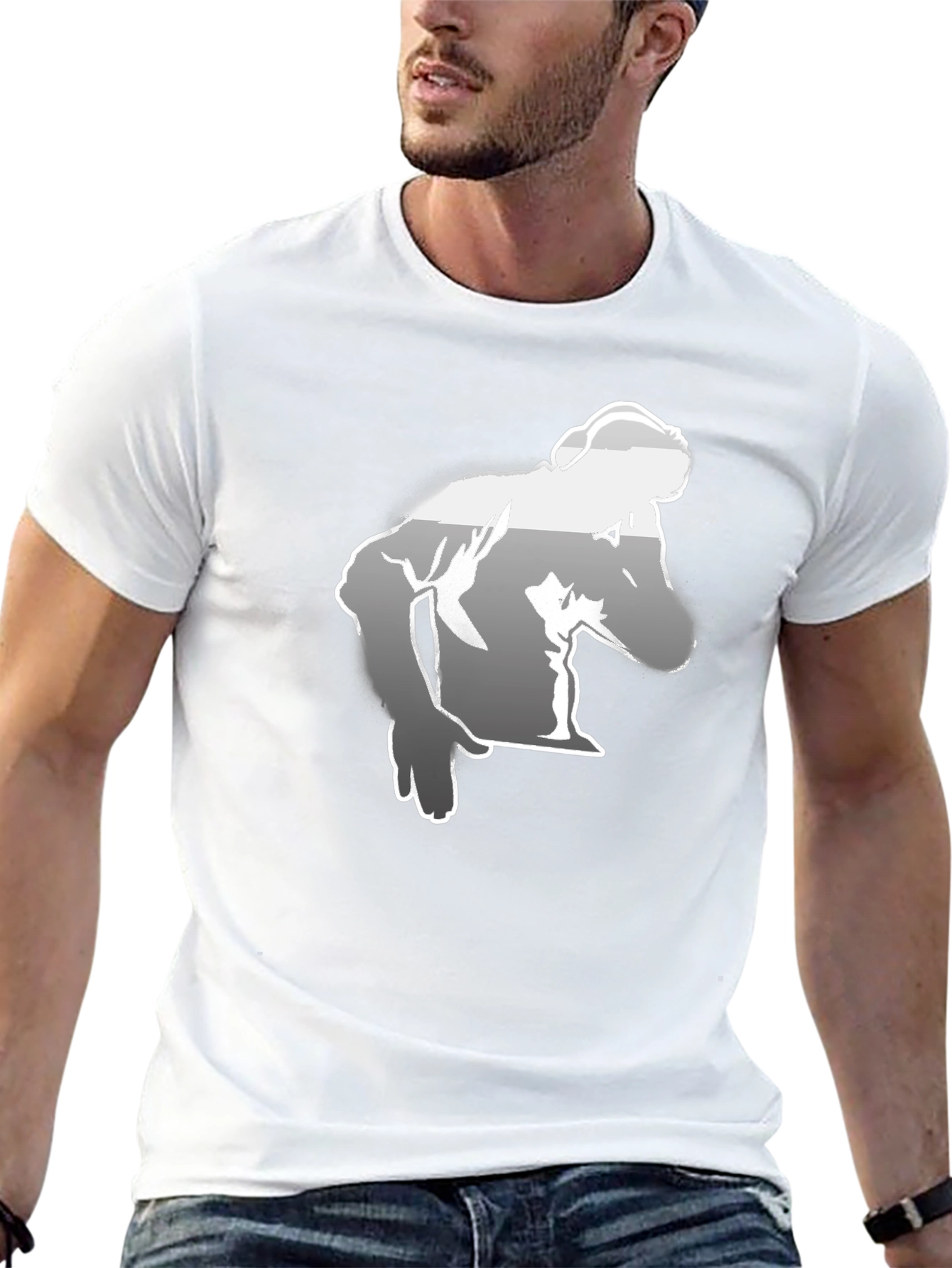 Mens Black Graphic Tee - Bodybuilder Design