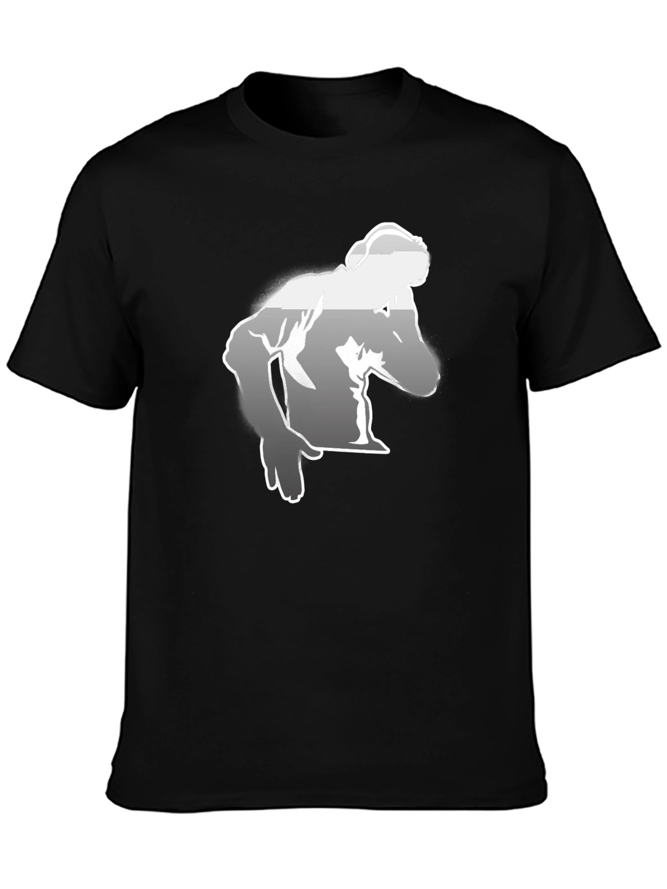 Mens Black Graphic Tee - Bodybuilder Design