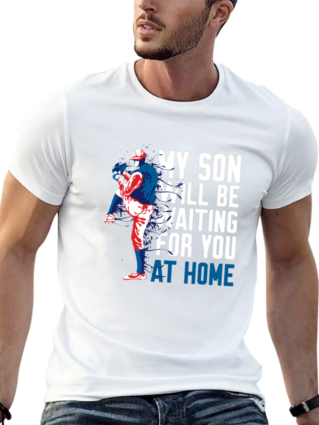 My Son Will Be Waiting Baseball T-Shirt