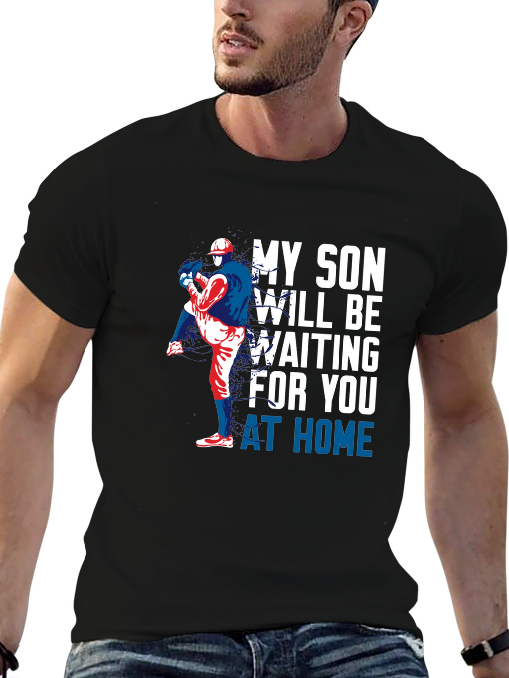 My Son Will Be Waiting Baseball T-Shirt