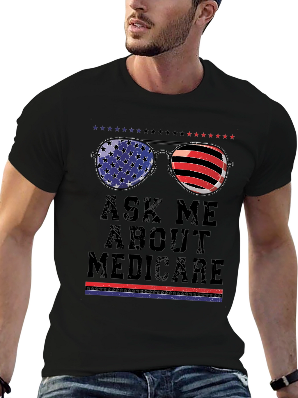 Ask Me About Medicare T-Shirt Patriotic Sunglasses