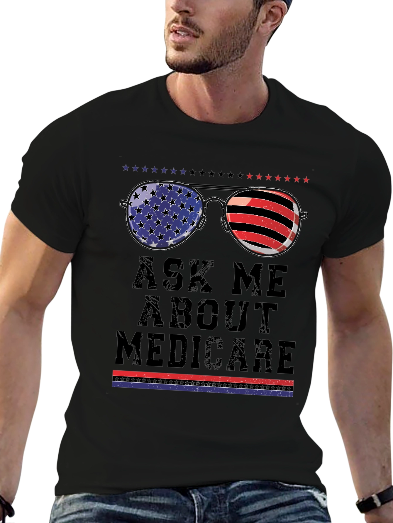 Ask Me About Medicare T-Shirt Patriotic Sunglasses