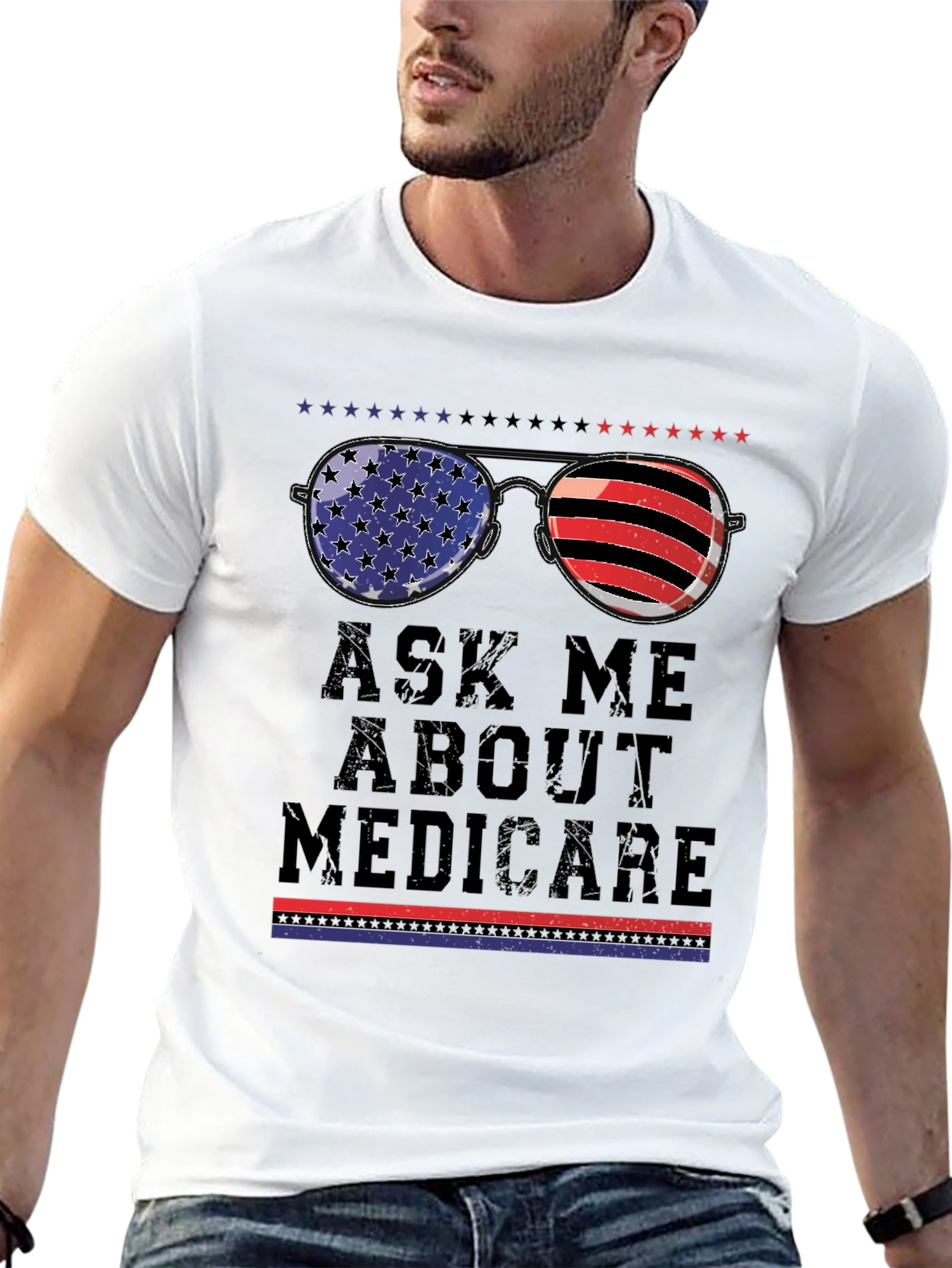 Ask Me About Medicare T-Shirt Patriotic Sunglasses
