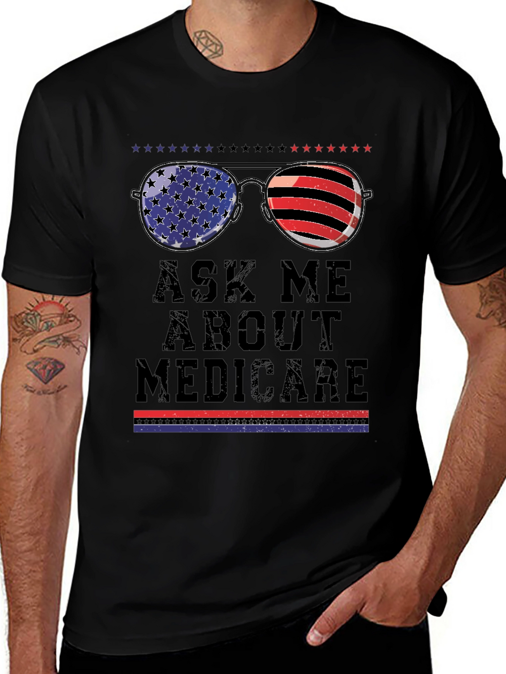 Ask Me About Medicare T-Shirt Patriotic Sunglasses