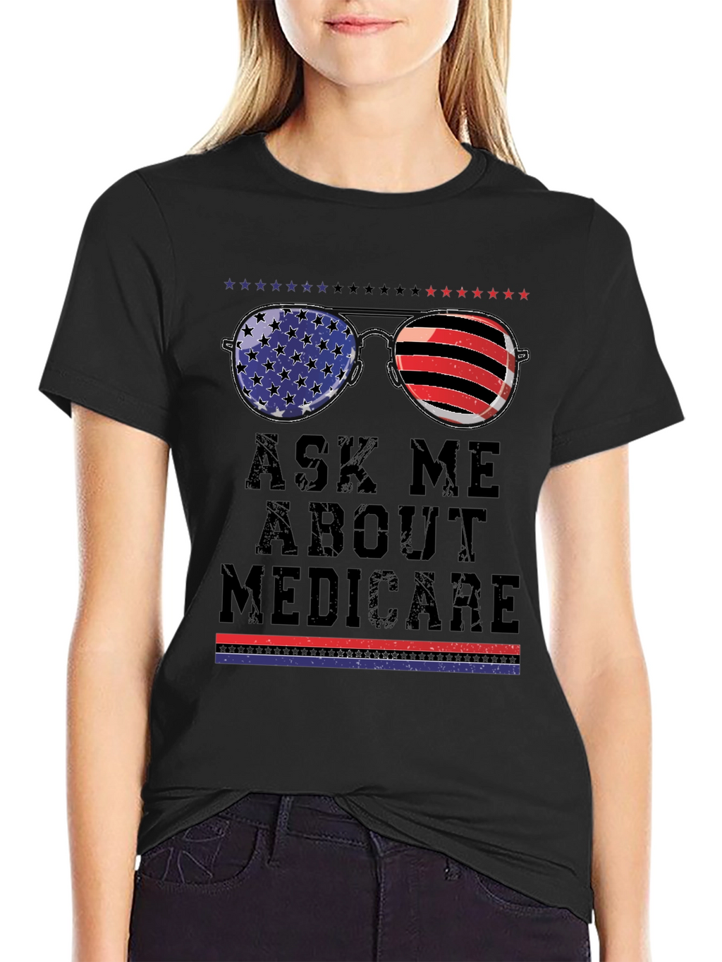 Ask Me About Medicare T-Shirt Patriotic Sunglasses