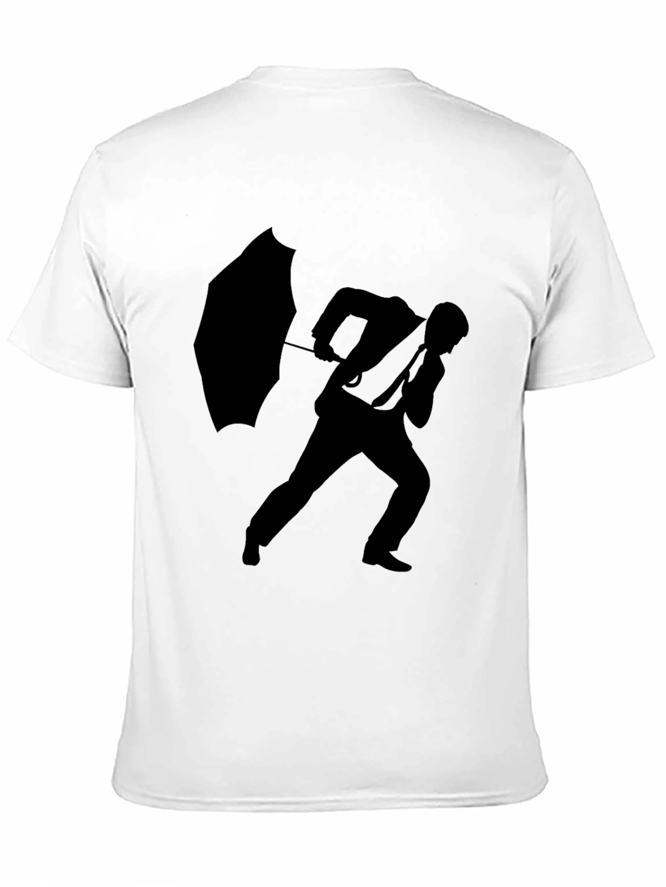 Silhouette Man with Umbrella Black T-Shirt