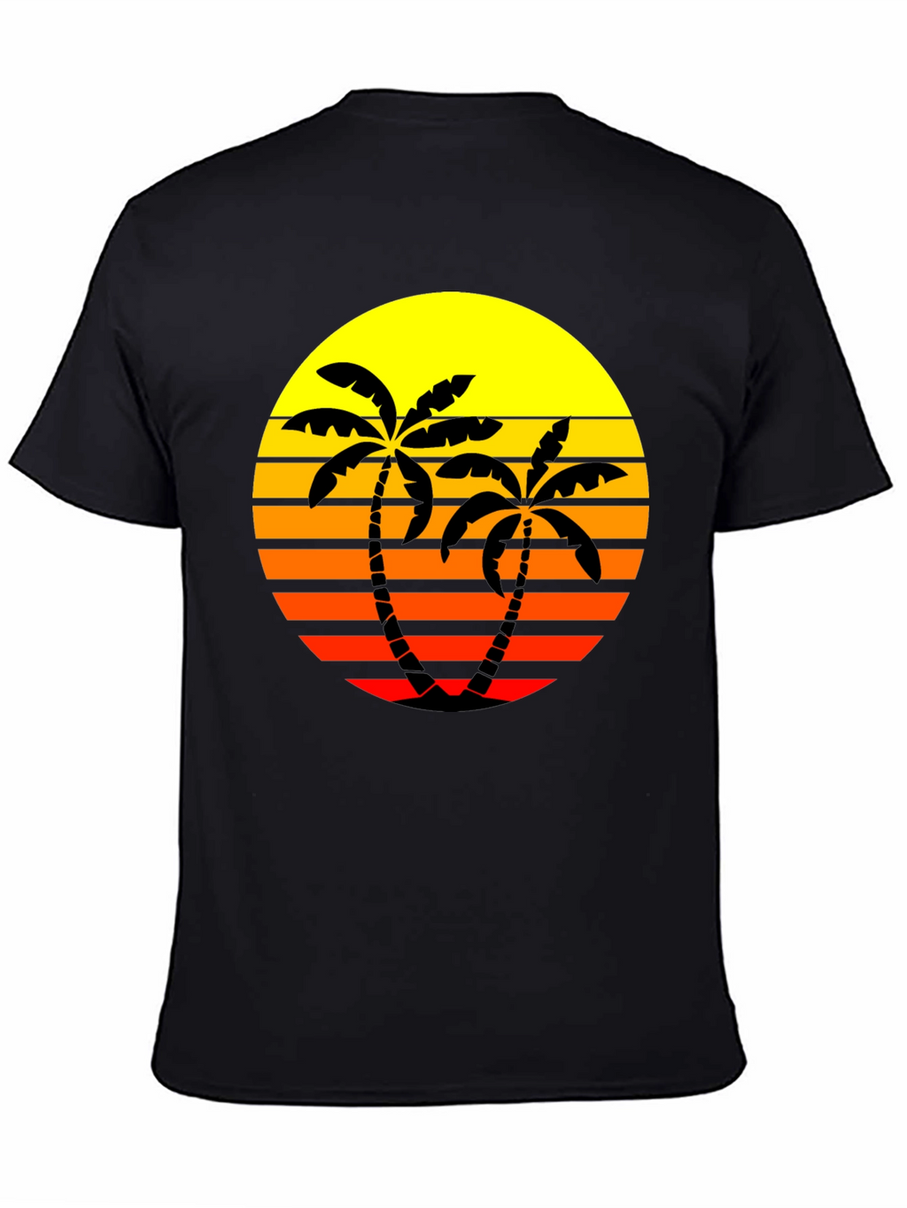 Retro Palm Tree Sunset T-Shirt - Black