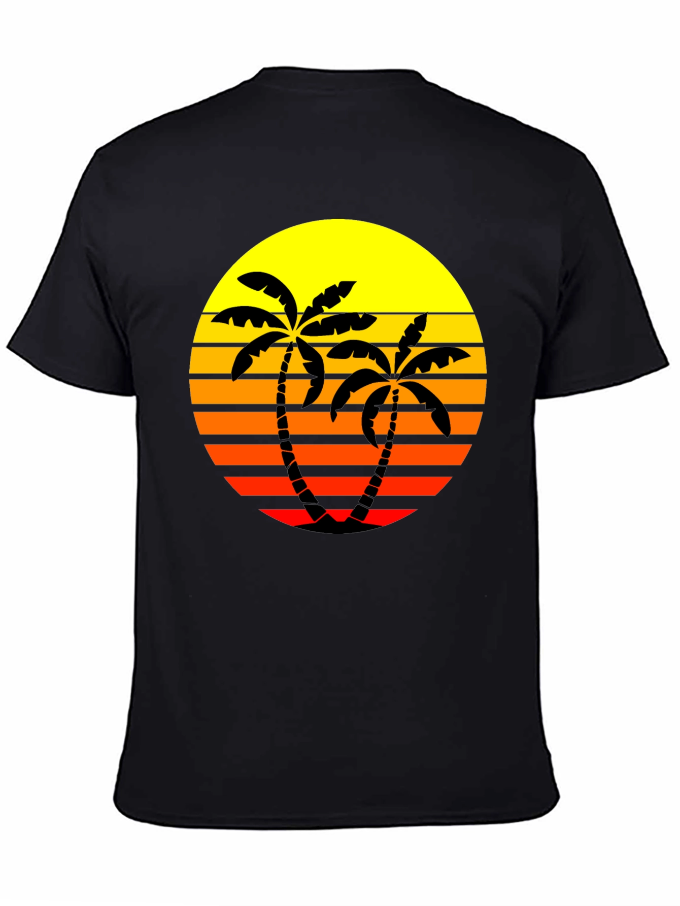 Retro Palm Tree Sunset T-Shirt - Black