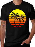 Retro Palm Tree Sunset T-Shirt - Black