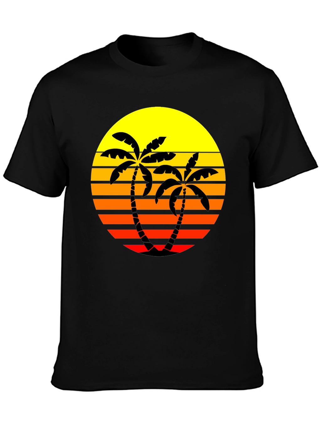 Retro Palm Tree Sunset T-Shirt - Black
