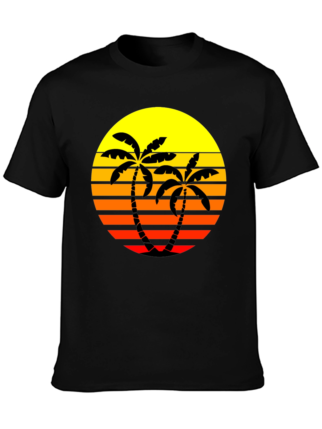Retro Palm Tree Sunset T-Shirt - Black