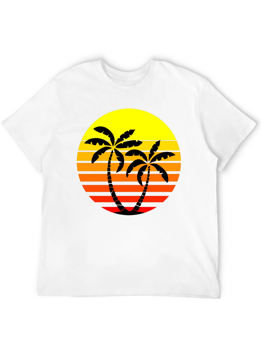 Retro Palm Tree Sunset T-Shirt - Black