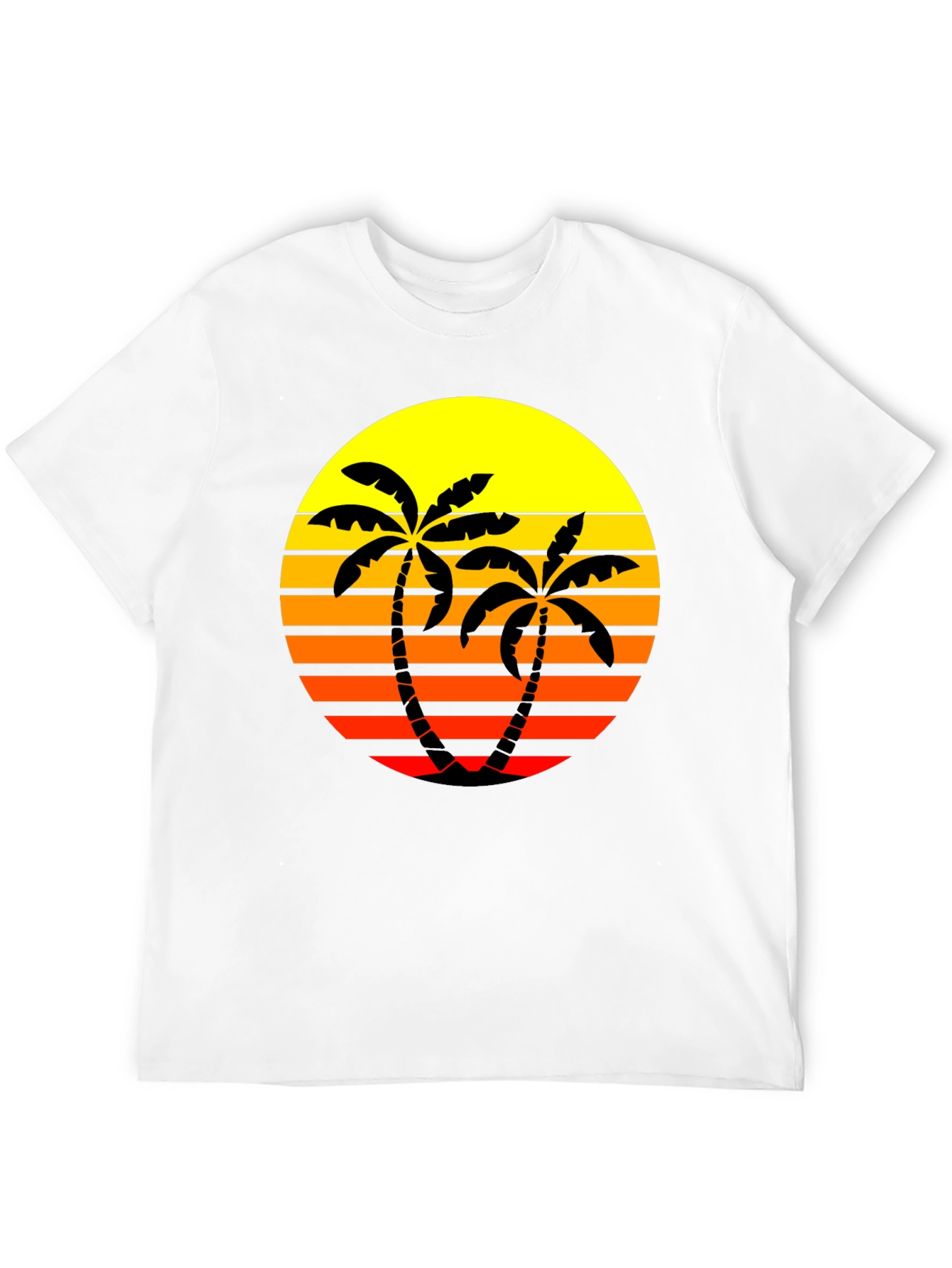 Retro Palm Tree Sunset T-Shirt - Black