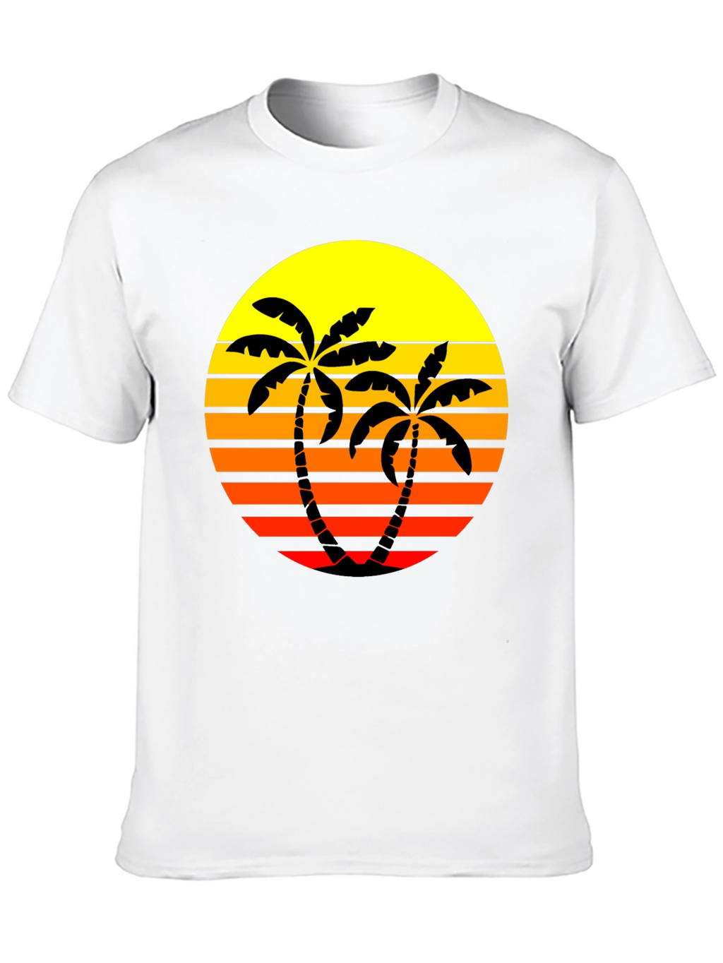 Retro Palm Tree Sunset T-Shirt - Black
