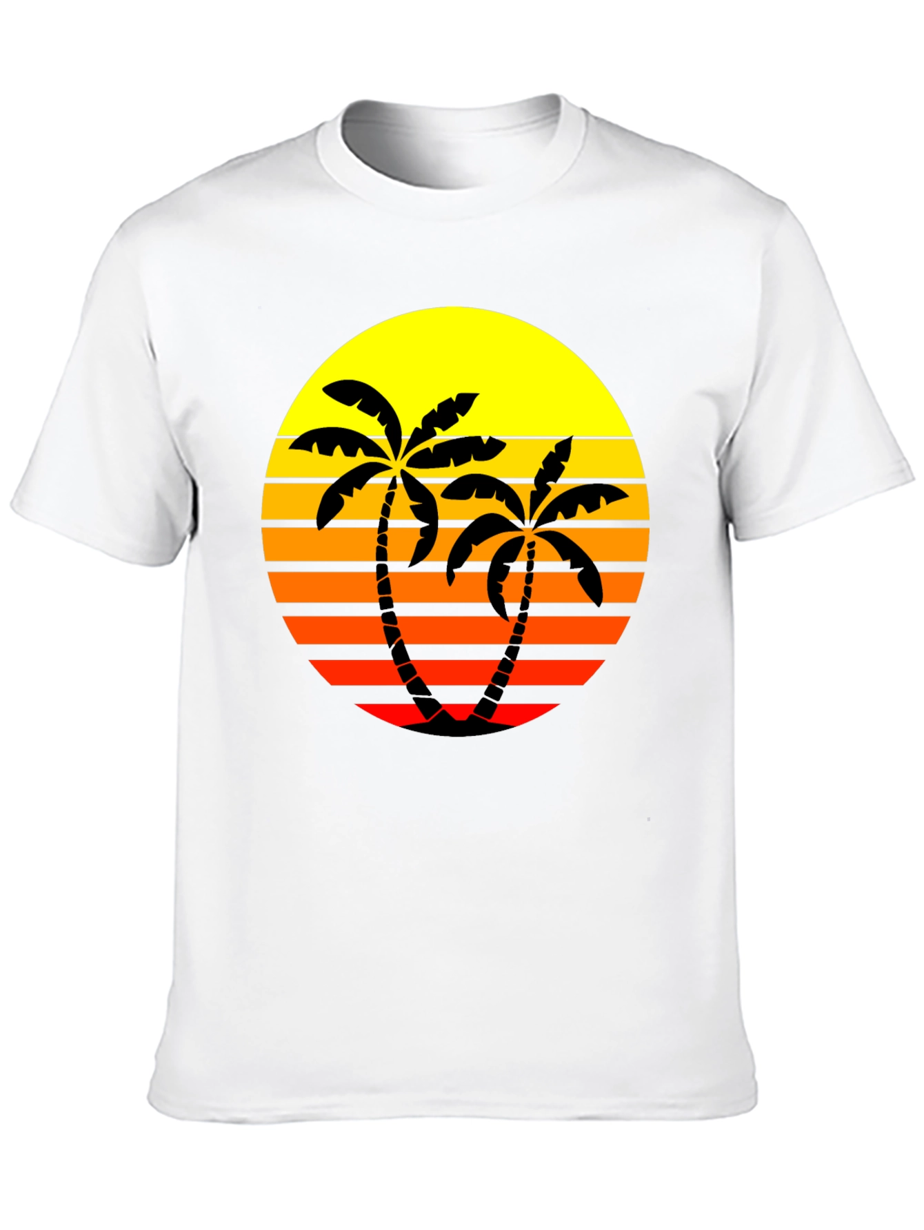 Retro Palm Tree Sunset T-Shirt - Black
