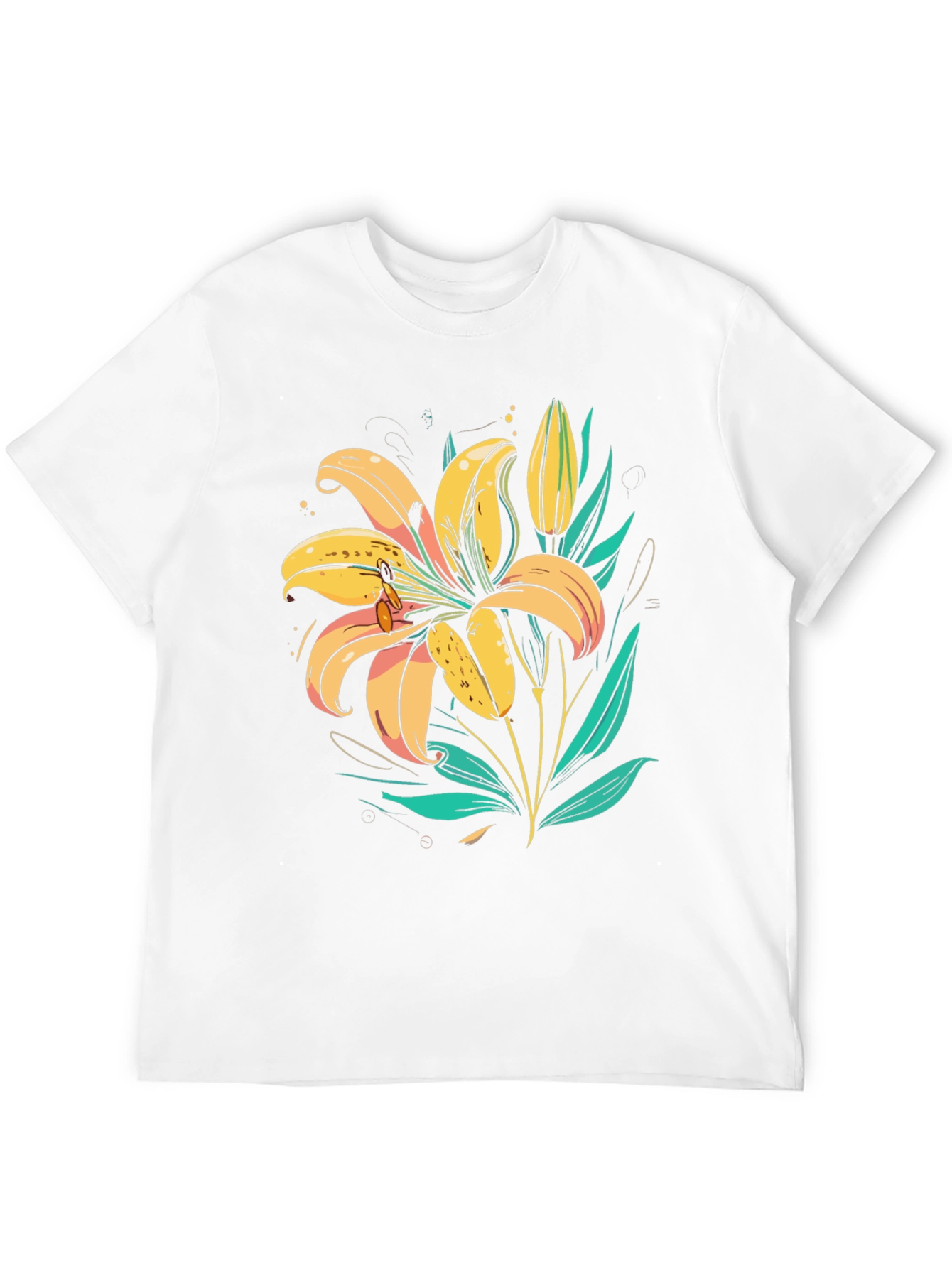 Floral Lily Graphic Tee - Trendy Black T-Shirt