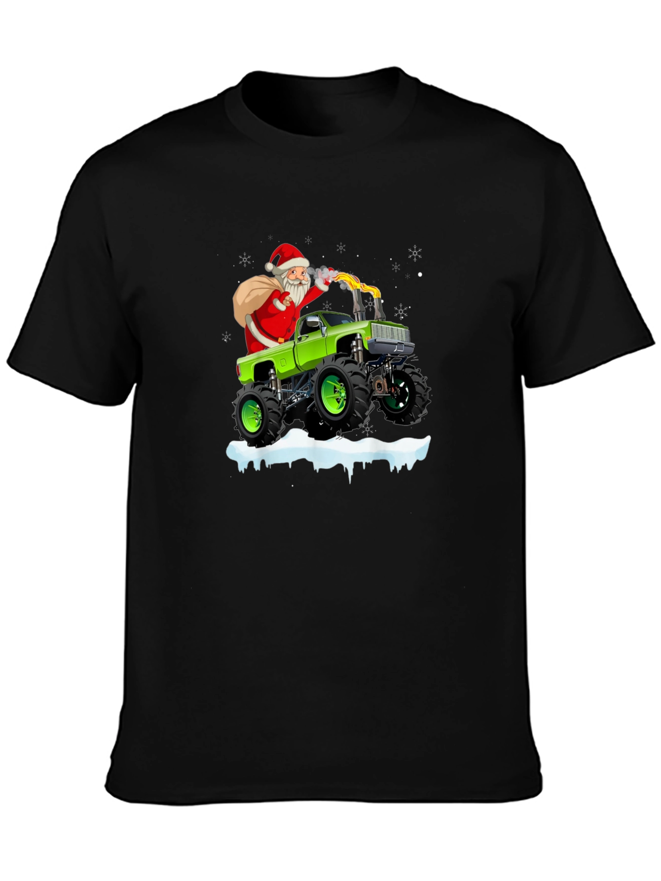Santa Monster Truck Christmas Graphic Tee