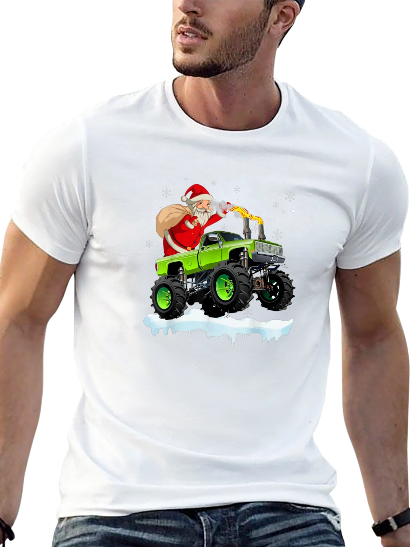 Santa Monster Truck Christmas Graphic Tee