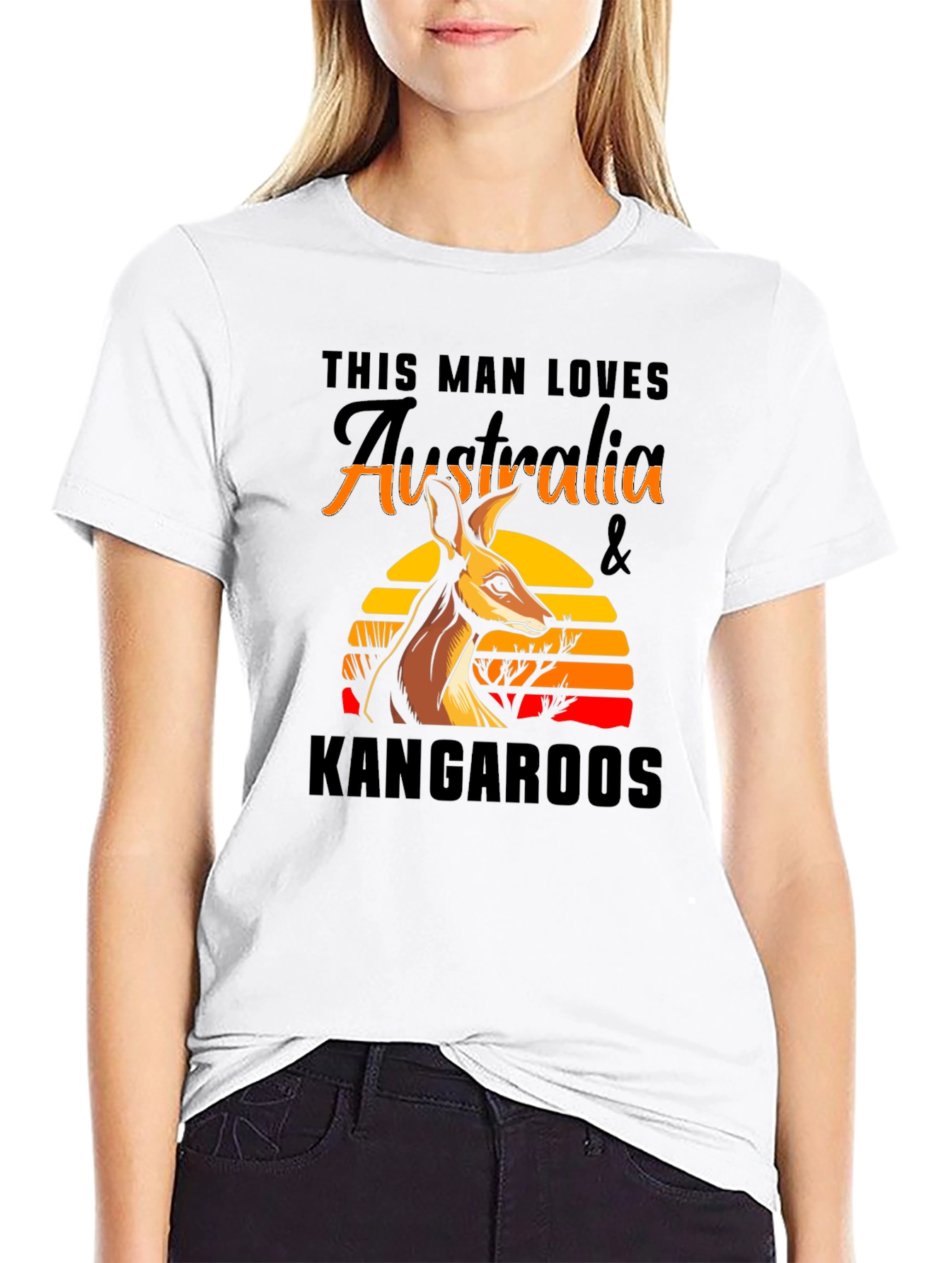 Australia Kangaroo T-Shirt Mens Black Graphic Tee