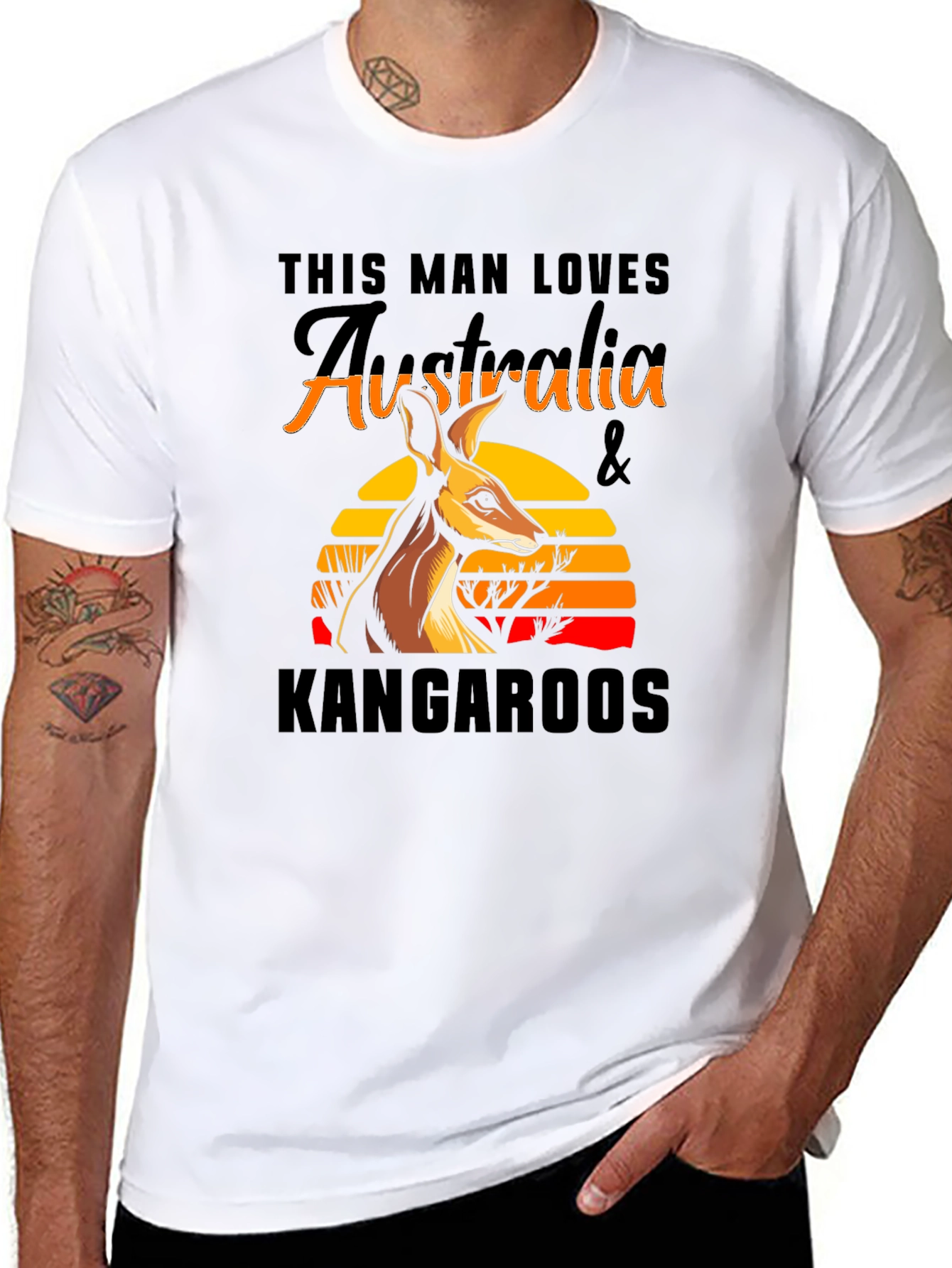 Australia Kangaroo T-Shirt Mens Black Graphic Tee