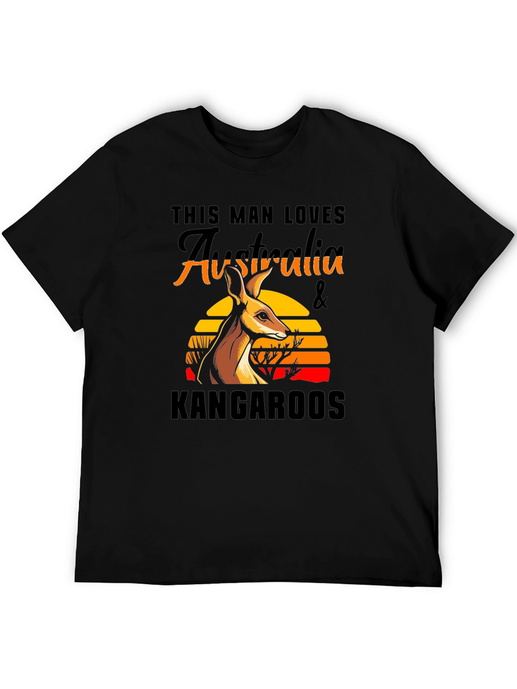 Australia Kangaroo T-Shirt Mens Black Graphic Tee