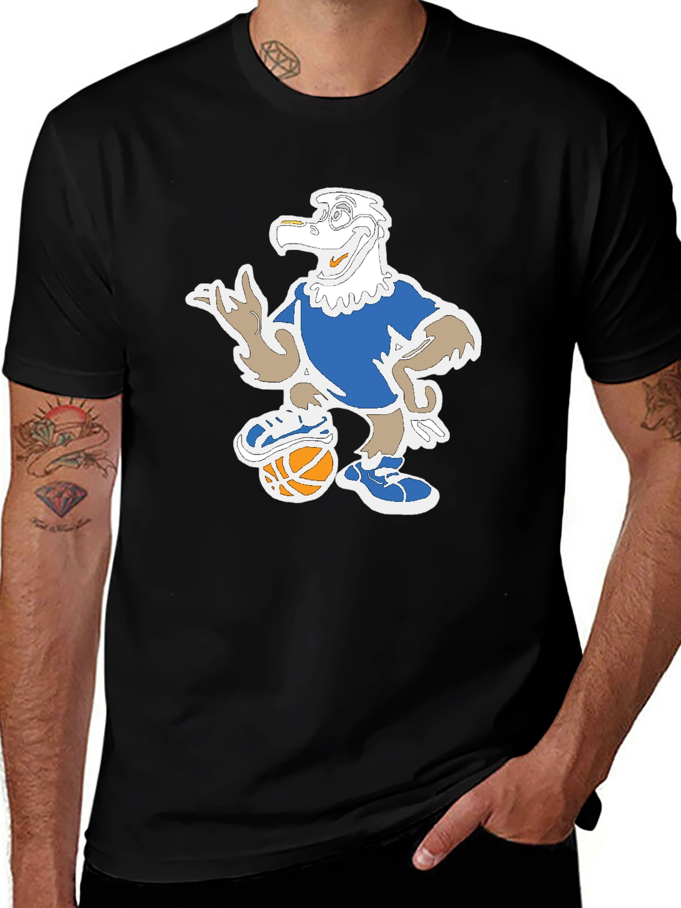 Cartoon Eagle Basketball T-Shirt