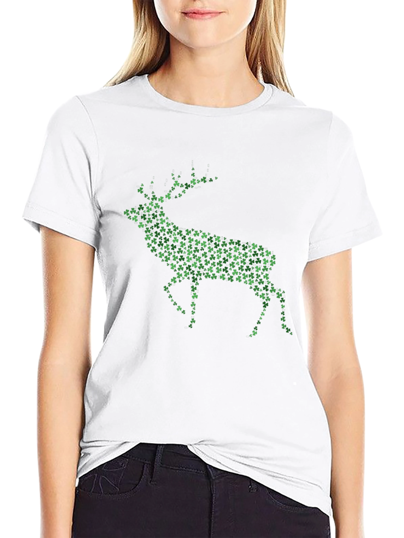 St. Patricks Day Deer Clover Graphic T-Shirt