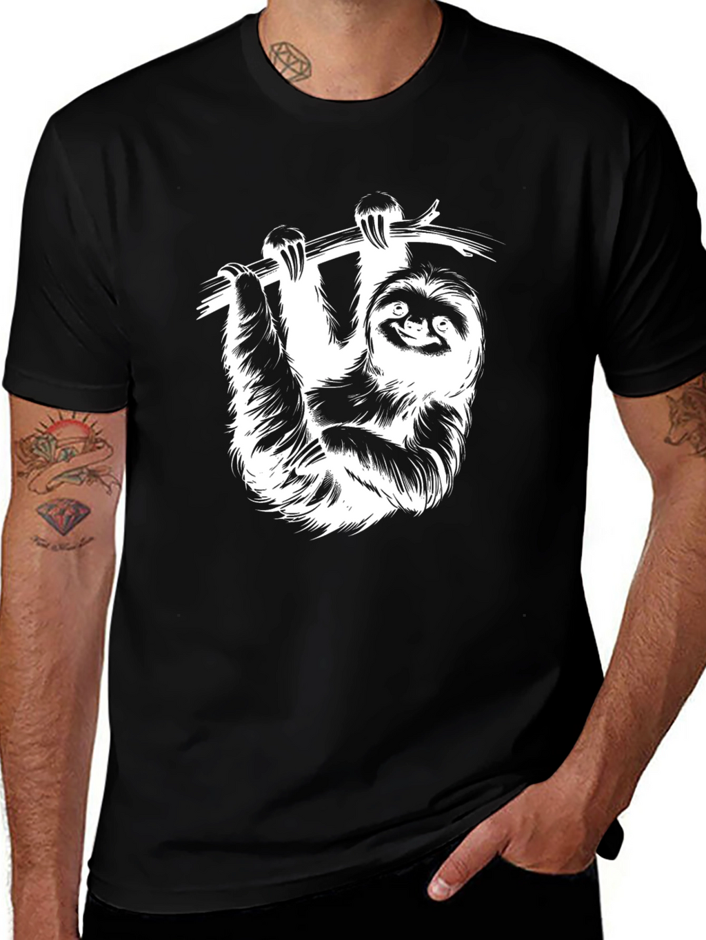 Sloth Graphic Tee - Mens Black T-Shirt